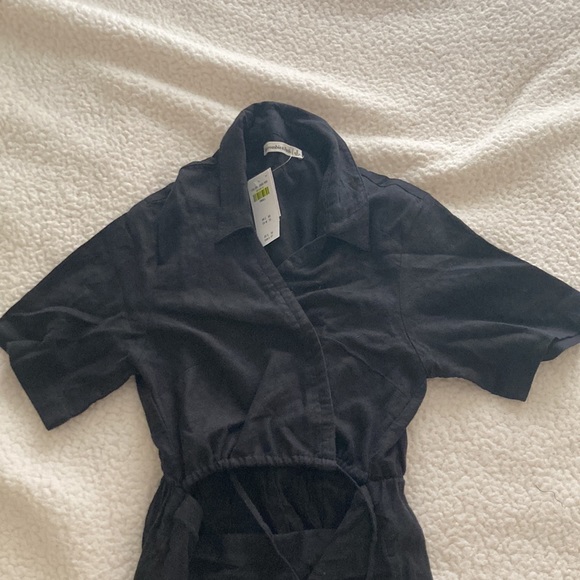 NWT Abercrombie Linen Blend Cut-Out Shirt Dress - Picture 6 of 7